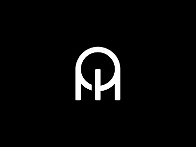 P + H Monogram black and white h icon iconography letters line art logo minimalism monogram p ph typography