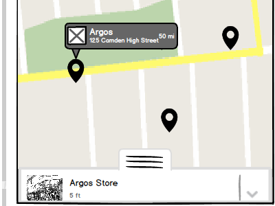 Places Near Me low fidelity wireframes