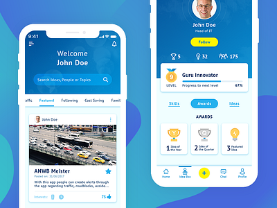 Innovation Platform App Concept card design gratification innovation interface mobile platform profile search ui