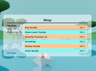 Mobile Game Shop UI 3d design ui