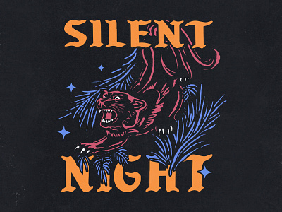 Not So Silent Night 90s color design illustration merch panther texture type vector