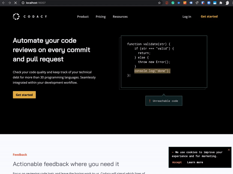 Landing page WIP animation code developer landing page