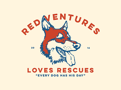 RV Loves Rescues badge charlotte clt dog red ventures rv vintage