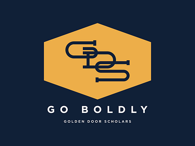 Go Boldly (Golden Door Scholars) badge logo nonprofit shirt