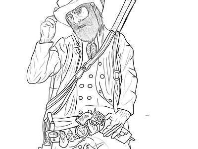 Old Cowboy lineart