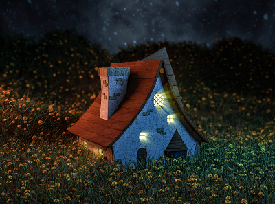 Wizard House in Deep Forest 3D illustration 3d 3d art blender blender 3d cgi cgi art fantasy house isolated house magic wizard