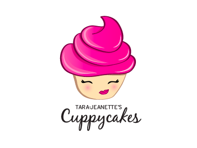 Cuppycakes logo, draft 1 cupcake illustration logo pink