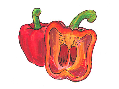 Day 58 of The 100 Day Project 100 100dayproject bellpepper day illustration markers project the the100dayproject