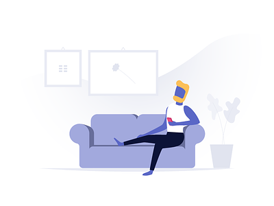 Relax at home character design couch home illustration man netflix relax smartphone sofa tv watching