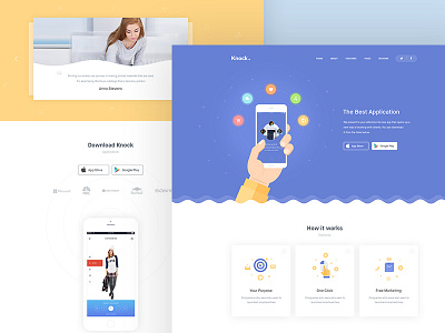 Knock – App Landing Page app concept illustration knock personal ui ux web design