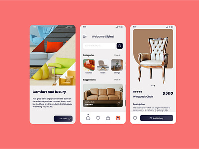 Furniture shopping app UI app branding design icon illustration logo typography ui ux vector