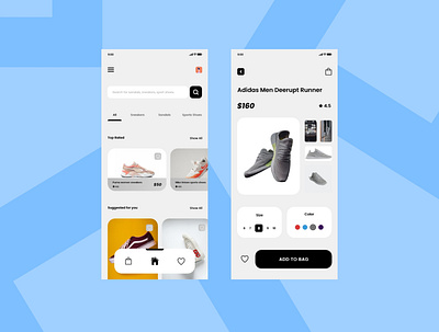 Shopping app UI for a shoe mart. app branding design icon illustration logo typography ui ux vector