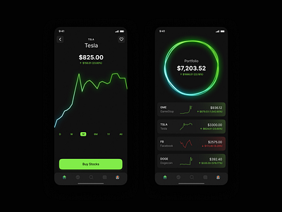 Stock Trading App app crypto dark ui figma investment ios iphone mobile stocks trading ui ux