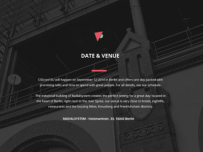 Venue graphic photo typo webdesign