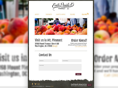 Each Peach Market | Contact Page branding contact design form interface landing page market navigation ui ui design ux web design