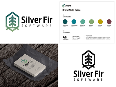 Silver Fir Software Branding blue brand design brand identity branding branding design green identity logo logodesign silver styleguide tree typography