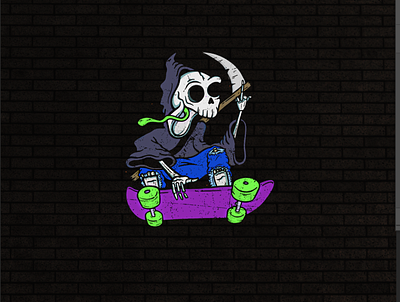 Sick Skatin' Skellie illustration skate skateboard