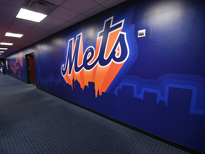 "Super Mets" Retro-Style Vinyl Art baseball environment design environmental illustration vector vector art vinyl wall art