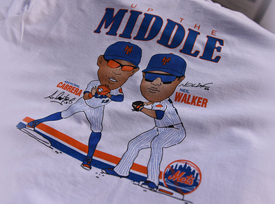 "Up The Middle" Vintage-Style Mets Free Shirt Friday apparel baseball design mets throwback vintage