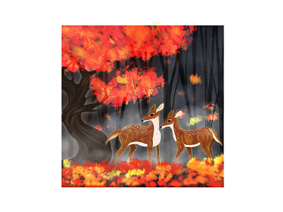 Deer art artis autumn deer deerdrawing digitalillustration draw drawing fall illustration leaves procreate
