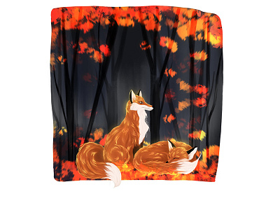 Foxes art artis autumn autumnlandscape digitalillustration drawing fall fox foxes foxesdrawing illustration illustrationfox procreate