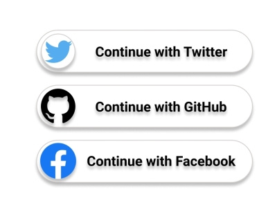 Sign in and Sign Up Buttons - Google, Twitter and GitHub button graphic design ui