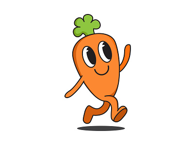 Walking carrot cartoon illustration logo