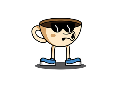 Whistle Coffee cartoon illustration logo