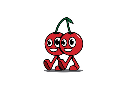 Walking cherry cartoon illustration logo