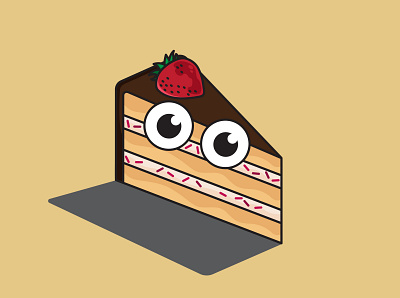 Slice of Chocolate Cake cartoon illustration logo