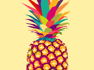 pineapple fruit pop art animation branding collorfull cool fruit fruits graphic design illustration logo pineapple pop art popart vector wpap