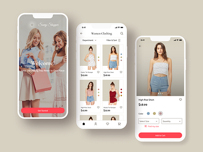 Shopping App android app design app ui clean e commerce fashion interface ios marketplace minimal mobile app online shopping online shopping app pink product view shop shopping app ui uiux ux