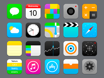 iOS7 apple flat icon ios ios7 iphone redesign ui update