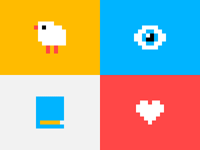 Kompot Icons book chick eye heart icons lowres minimal pixel pixelated simple