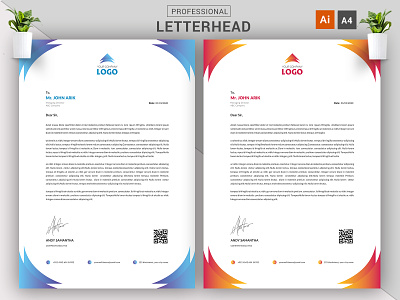 Gradient Letterhead Concept Design || A4 Letterhead Download agency ai branding business company corporate creative cv download eps illustrator letterhead modern template vector