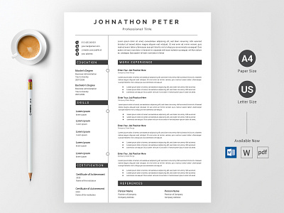 CV/Resume Concept Design || CV/Resume Word Docx Template V2