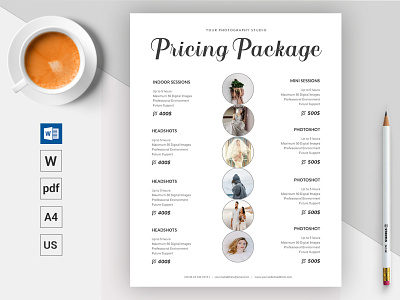 Photography Pricing Package Template || Microsoft Word Docx corporate creative docx download microsoft word minimal design modern photography photography pricing pricing guide pricing list pricing package pricing plan