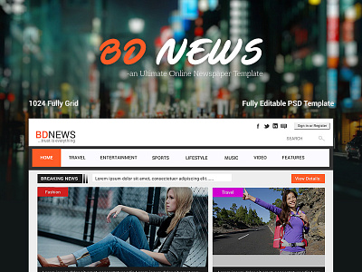 BDNEWS - Web UI/UX Design on Newspaper Template