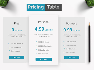 Pricing Table | Pricing Comparison | Pricing Chart Download