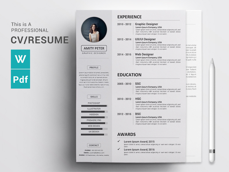 Docx Resume Template from cdn.dribbble.com