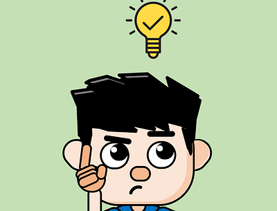 Cute character having an idea in his mind vector illustration💡 2d 2d illustration 2d illustrator adobe illustrator boy cartoon design character design character illustration child cute cartoon boy cute character cuteness flat character illustration flat illustration graphic design idea illustration little boy thought vector illustration