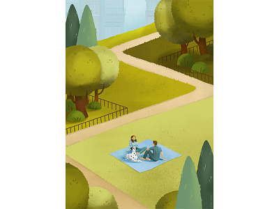 A Walk In The Park dog garden isometric park people sunny