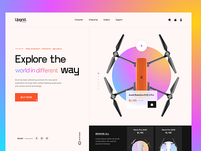 Upgrid Shop. design drone drone product header design landingpage online shop product design single product ui unique ux webdesign website