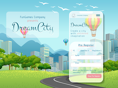 DailyUI 001 - Pre Register for DreamCity 001 app challenge colorful dailyui dailyui 001 design firstshot form illustration login registration sign up ui ux website
