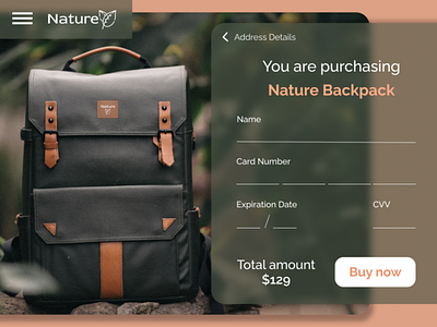 DailyUI 002 - Checkout for Nature Backpack