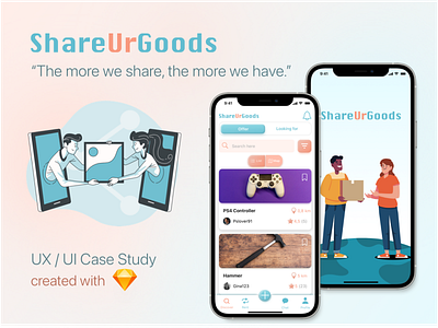 ShareUrGoods app case study design interface ios logo mobile product share economy sketch ui ux