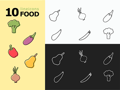 Food line icons carrot graphic design green healthy icons tomat vegetables yellow