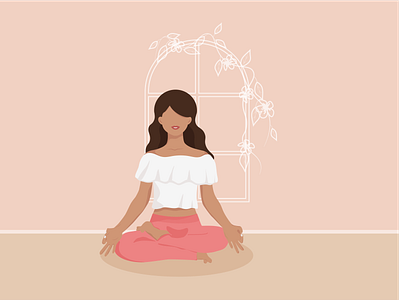 Woman Yoga Meditation Illustration