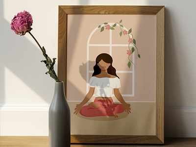 Woman Yoga Meditation Illustration