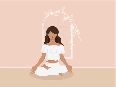 Woman Yoga Meditation Illustration